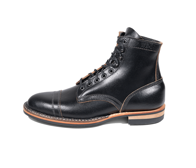White's Boots | MP-Sherman Toe Cap (Dainite Sole)-Black Waxed Fl